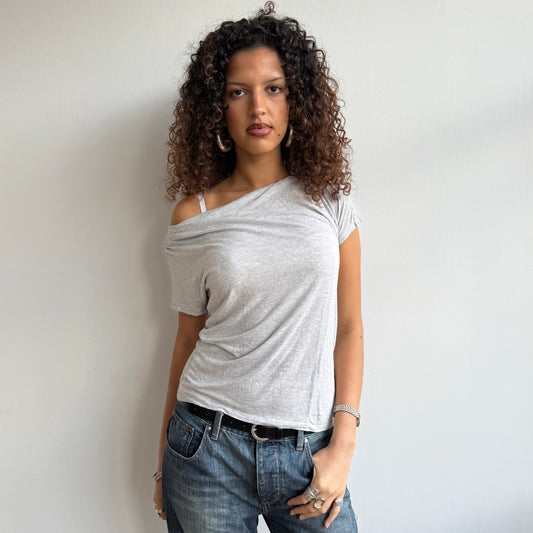 Grey slouchy t-shirt top - Size S