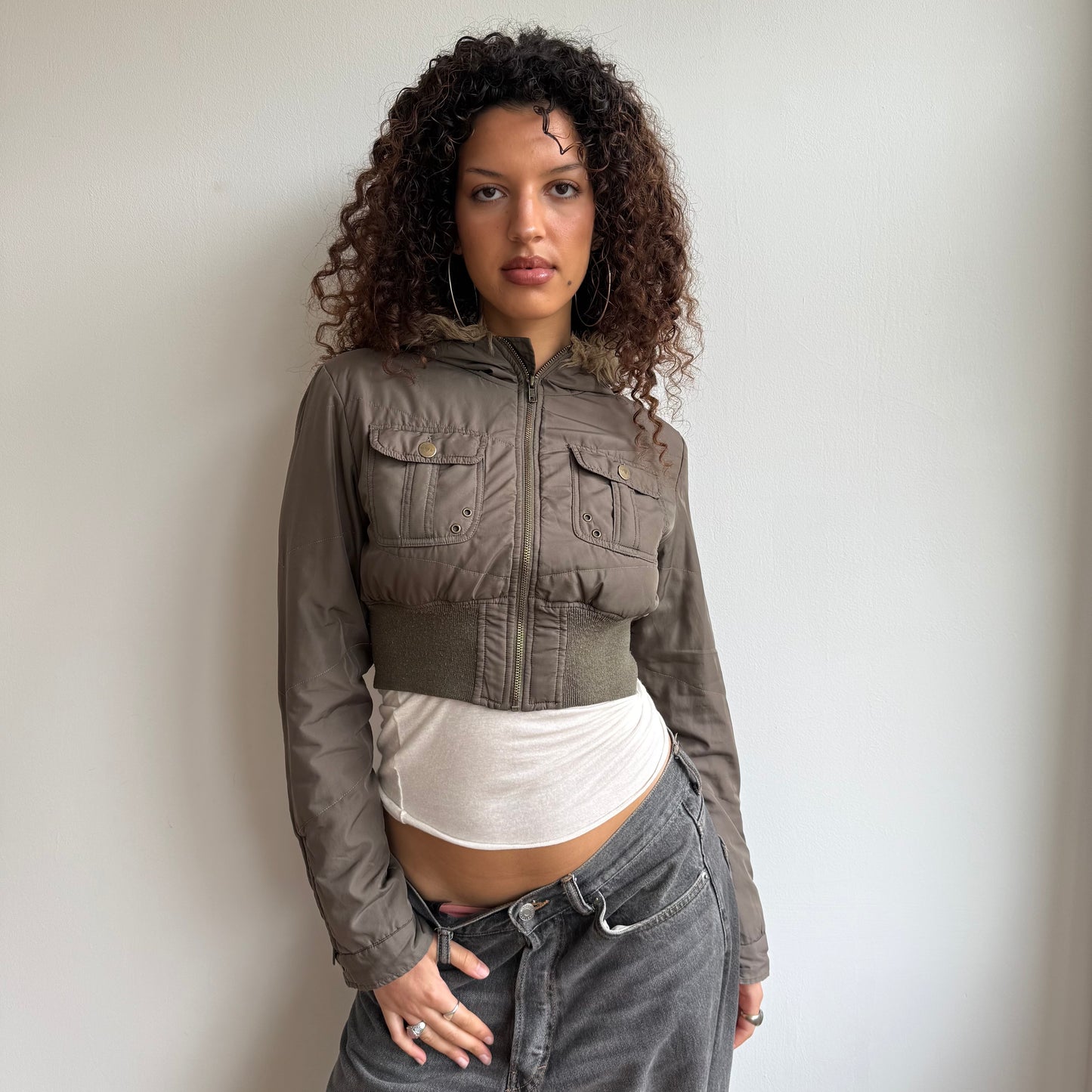 Cropped khaki puffer - Size S