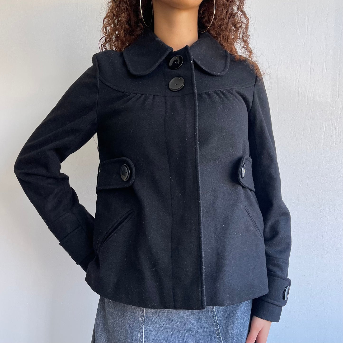 Black wool peacoat - Size S