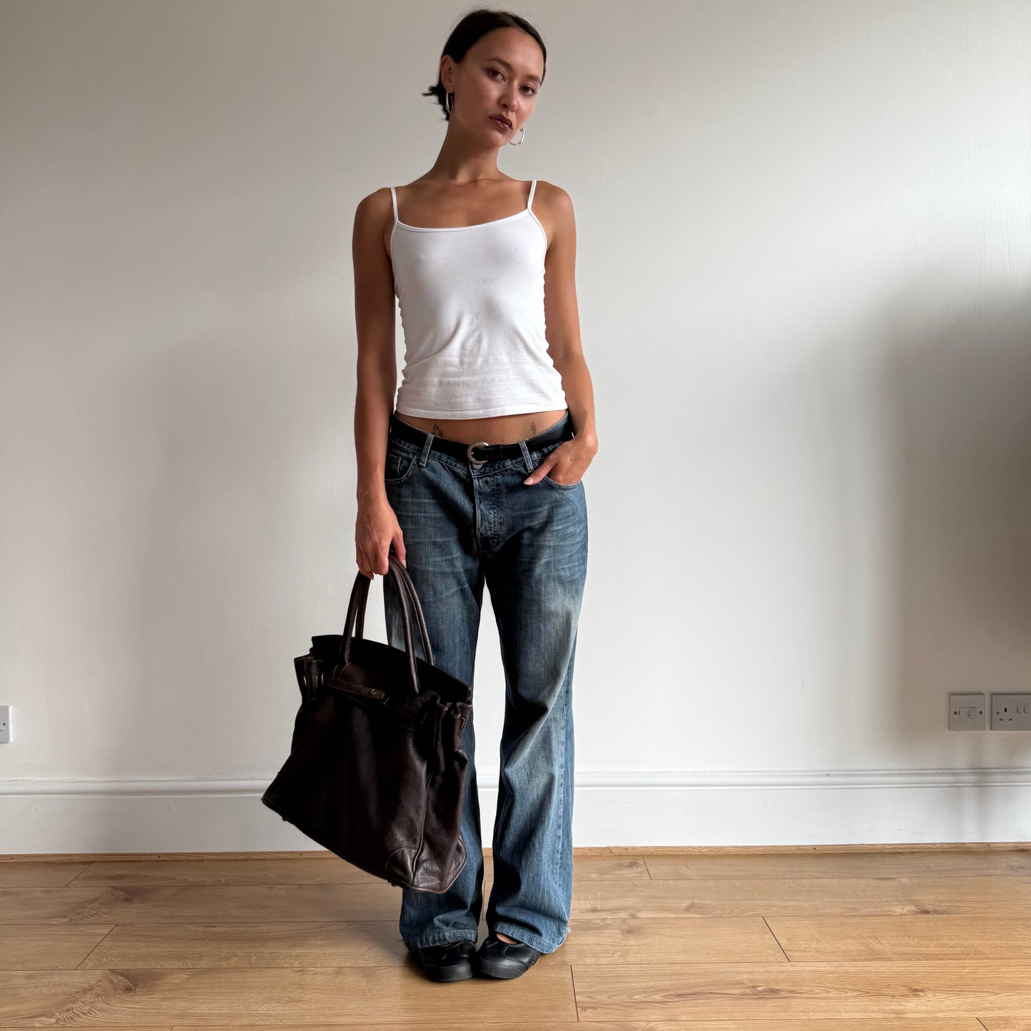 Brown leather ‘firkin’ bag - One Size