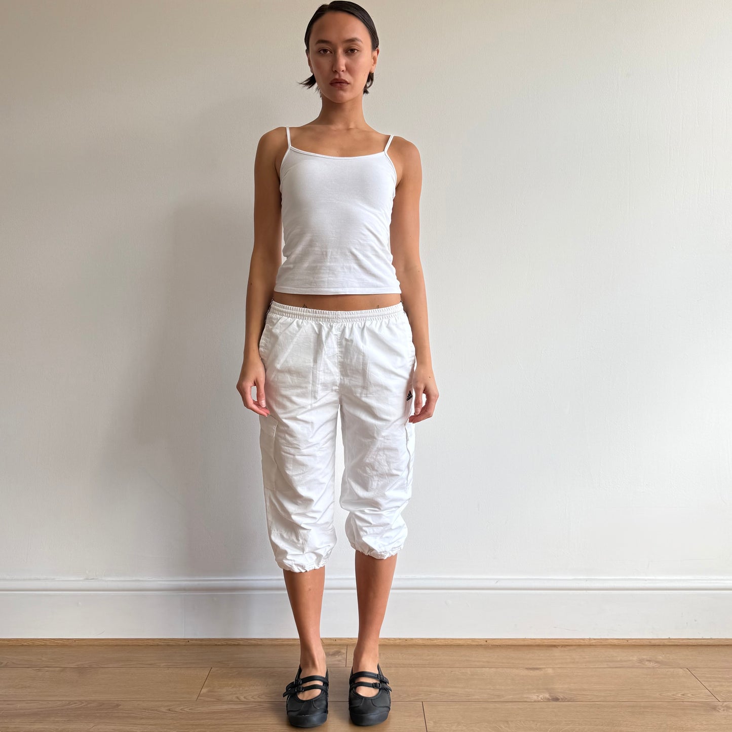 White Adidas cargo capris - Size XS