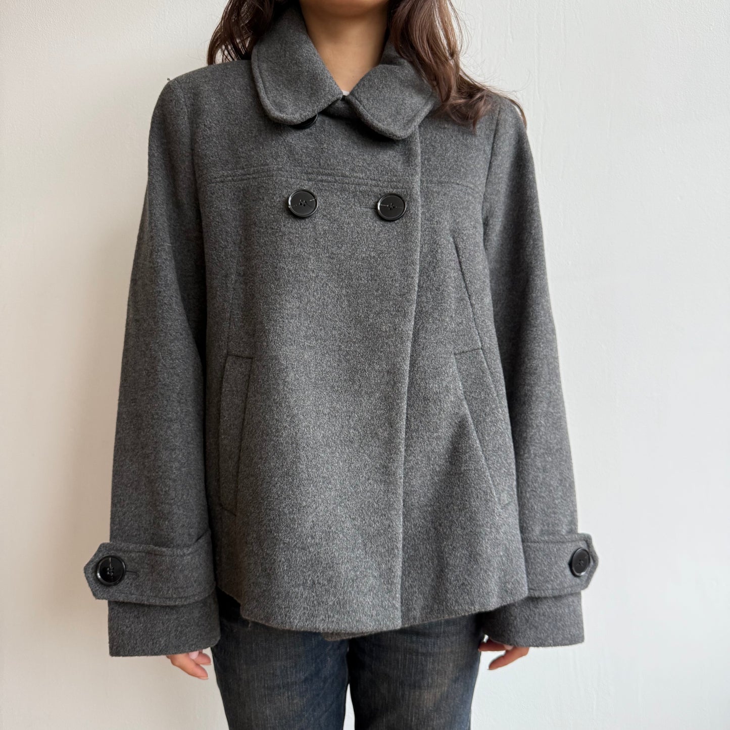 Dark grey peacoat - Size M