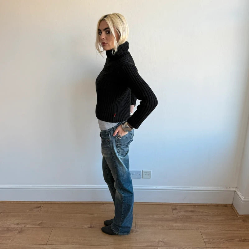Black ELLE roll neck jumper - Size S