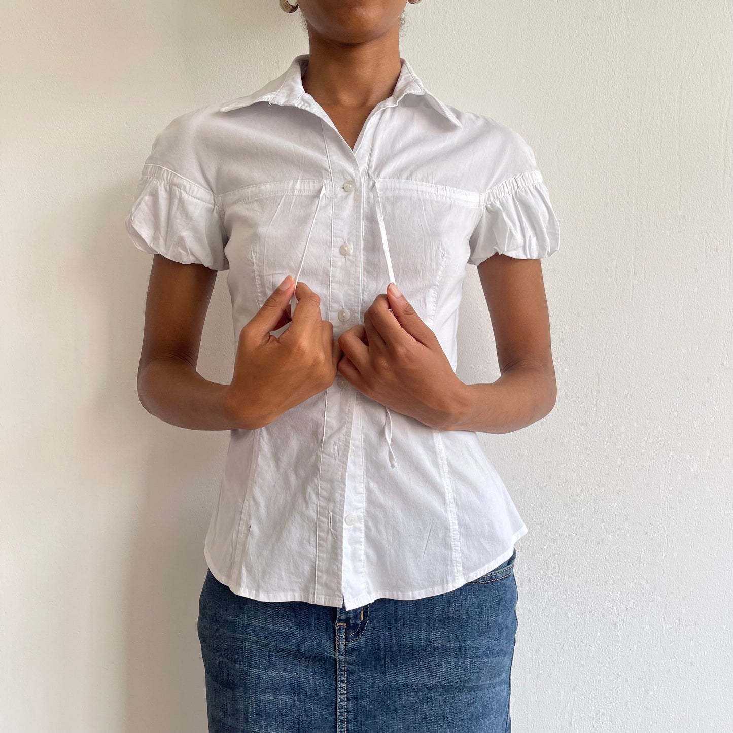 White tie front shirt - Size S