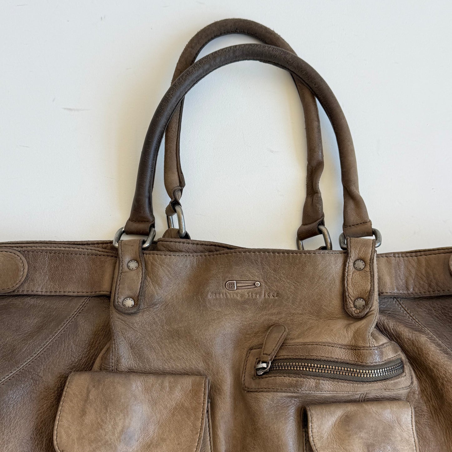 Brown leather buckle bag - One Size