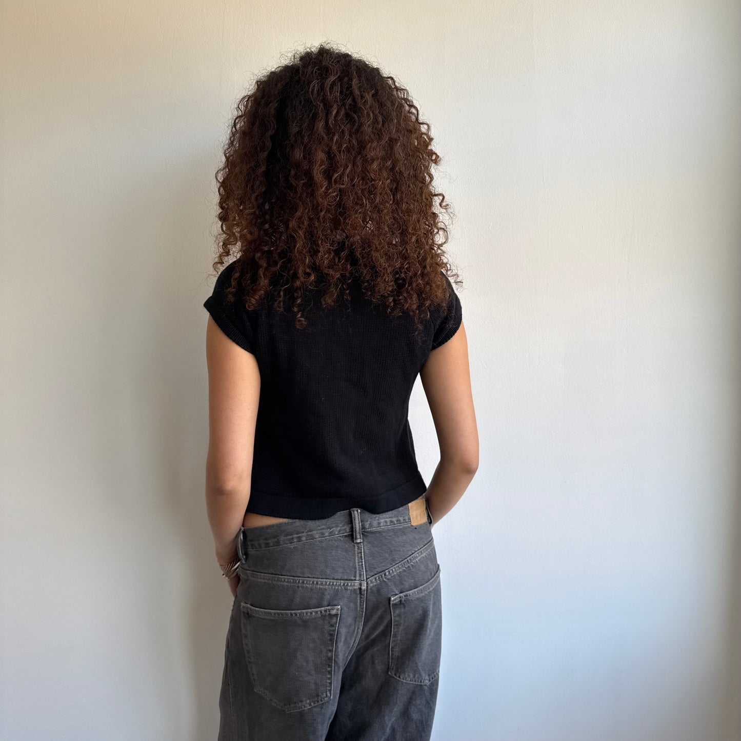 Black button neck knit - Size XS + S