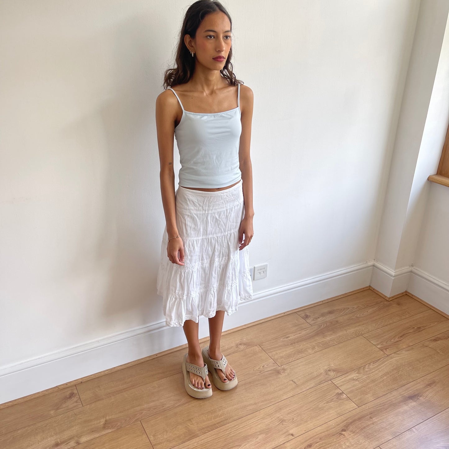 White broderie anglaise midi skirt - Size S/M