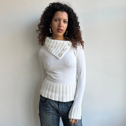 White button knit jumper - Size M