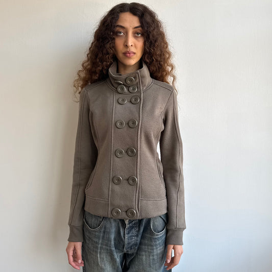 Khaki peacoat style jumper - Size M