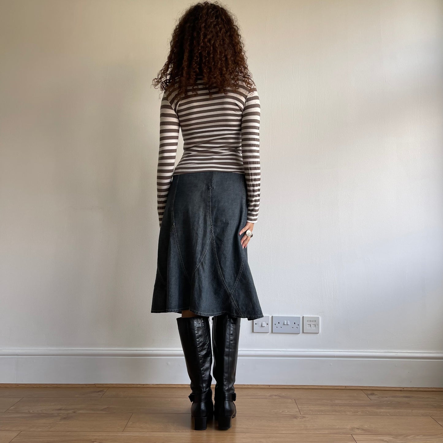 Brown stripe long sleeve top - Size S