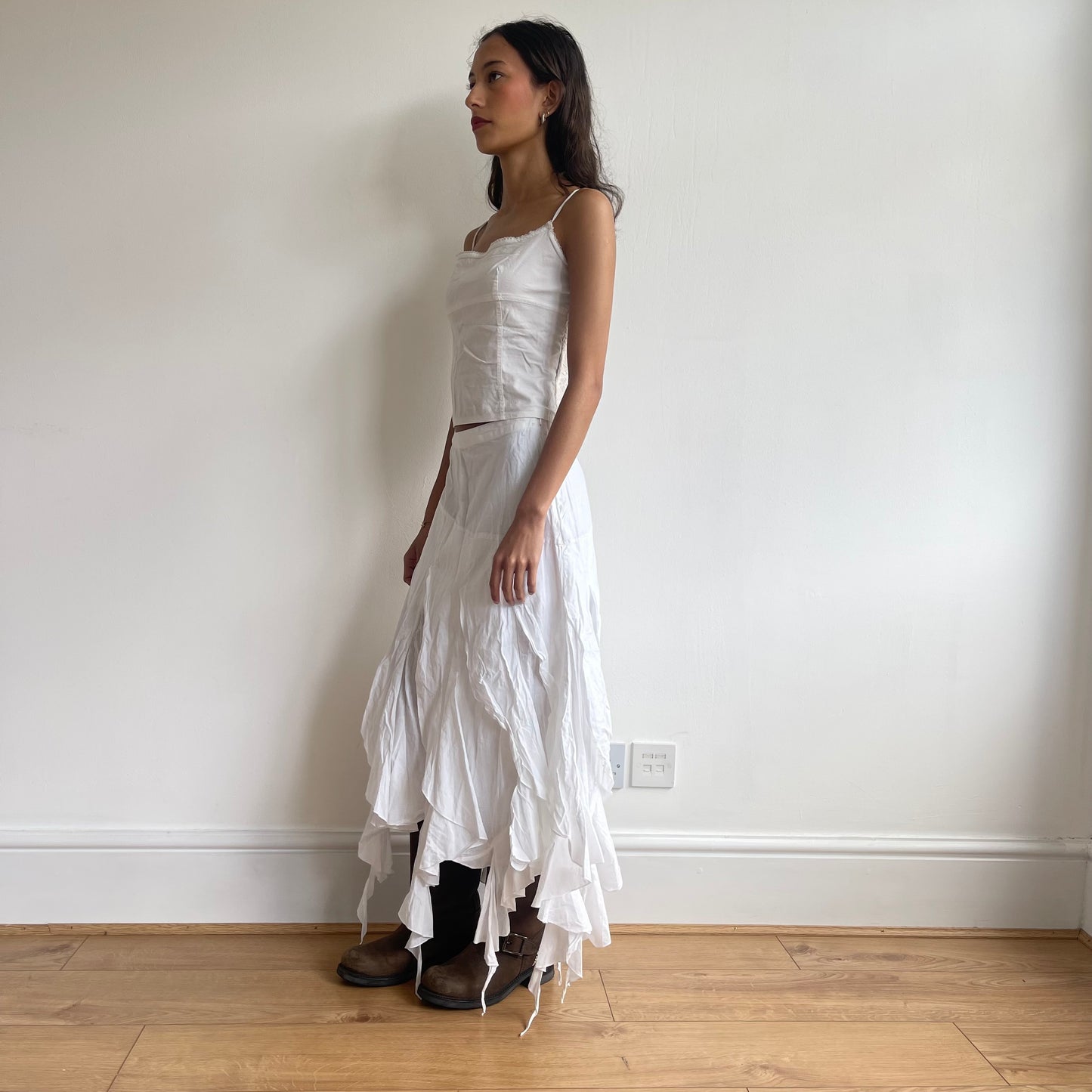 White ruffle maxi skirt - Size S