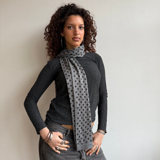 Grey polka dot scarf