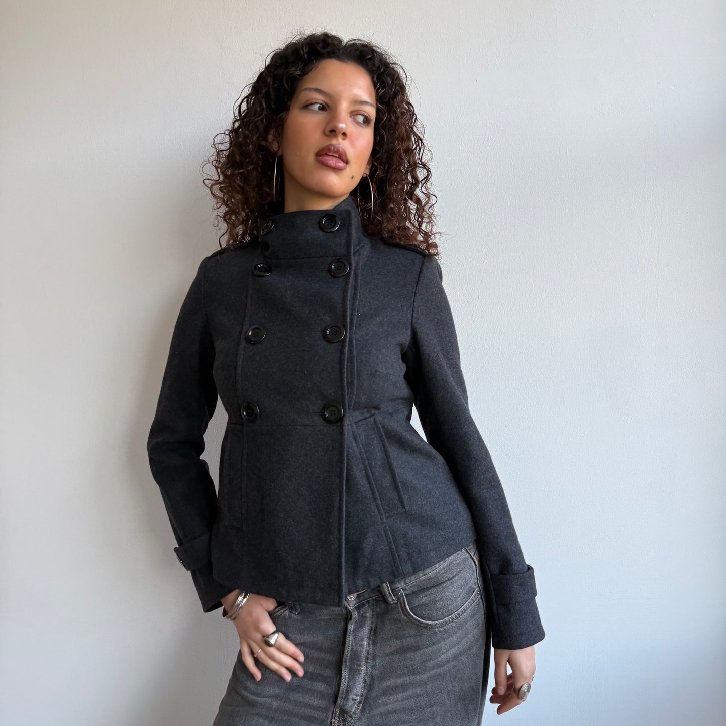 Grey wool peacoat - Size S