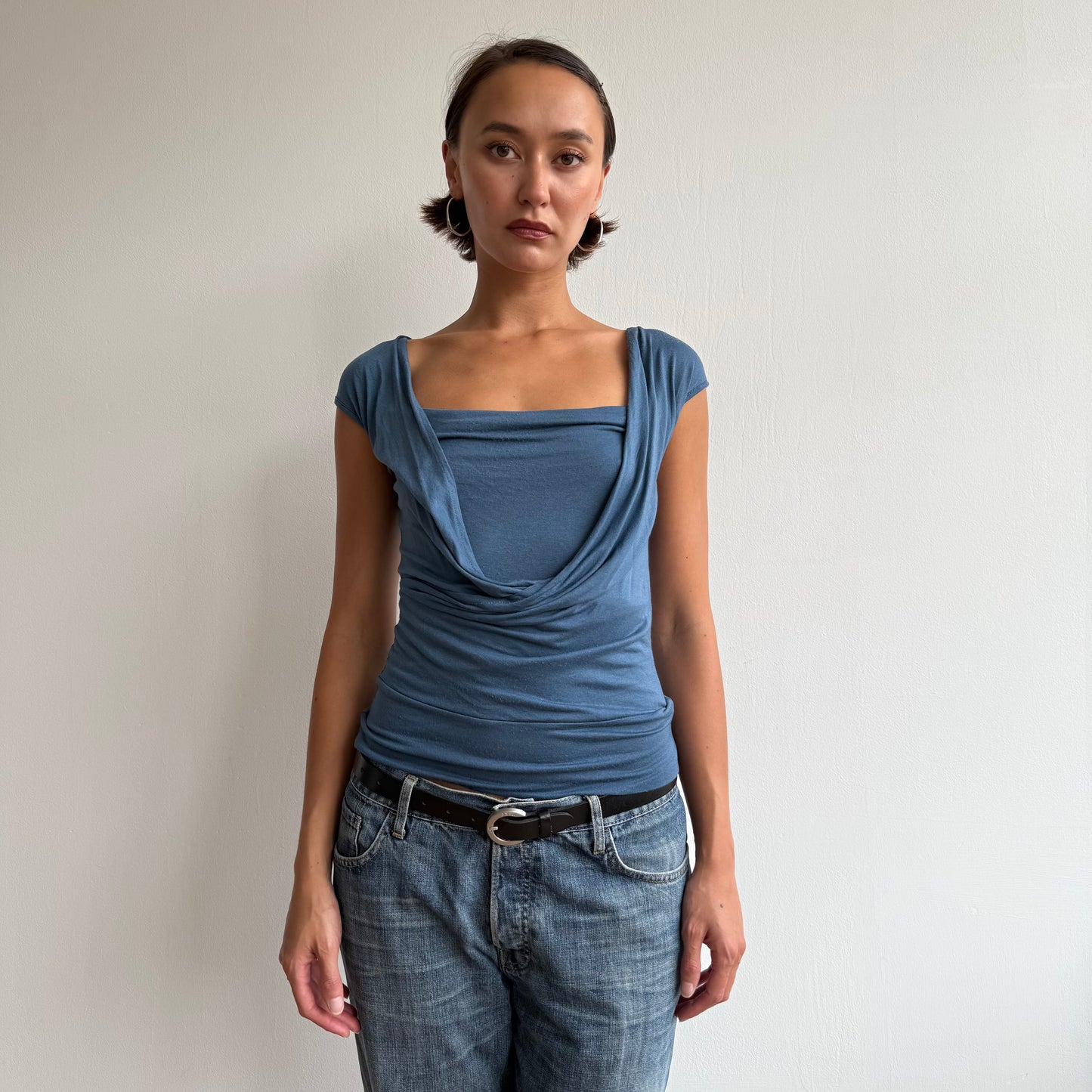 Blue keyhole wrap top - Size S