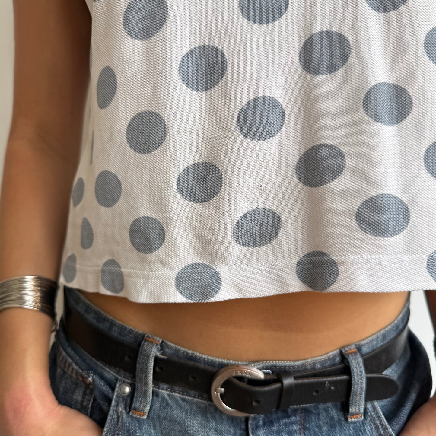 White polka dot Lacoste polo - Size S/M