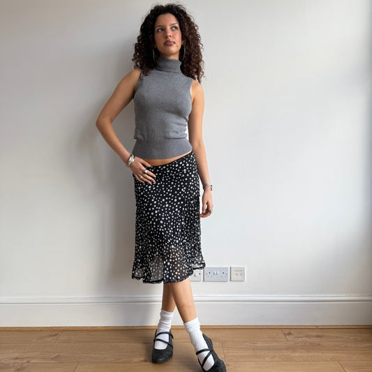 Black ruffle polka dot skirt - Size XS