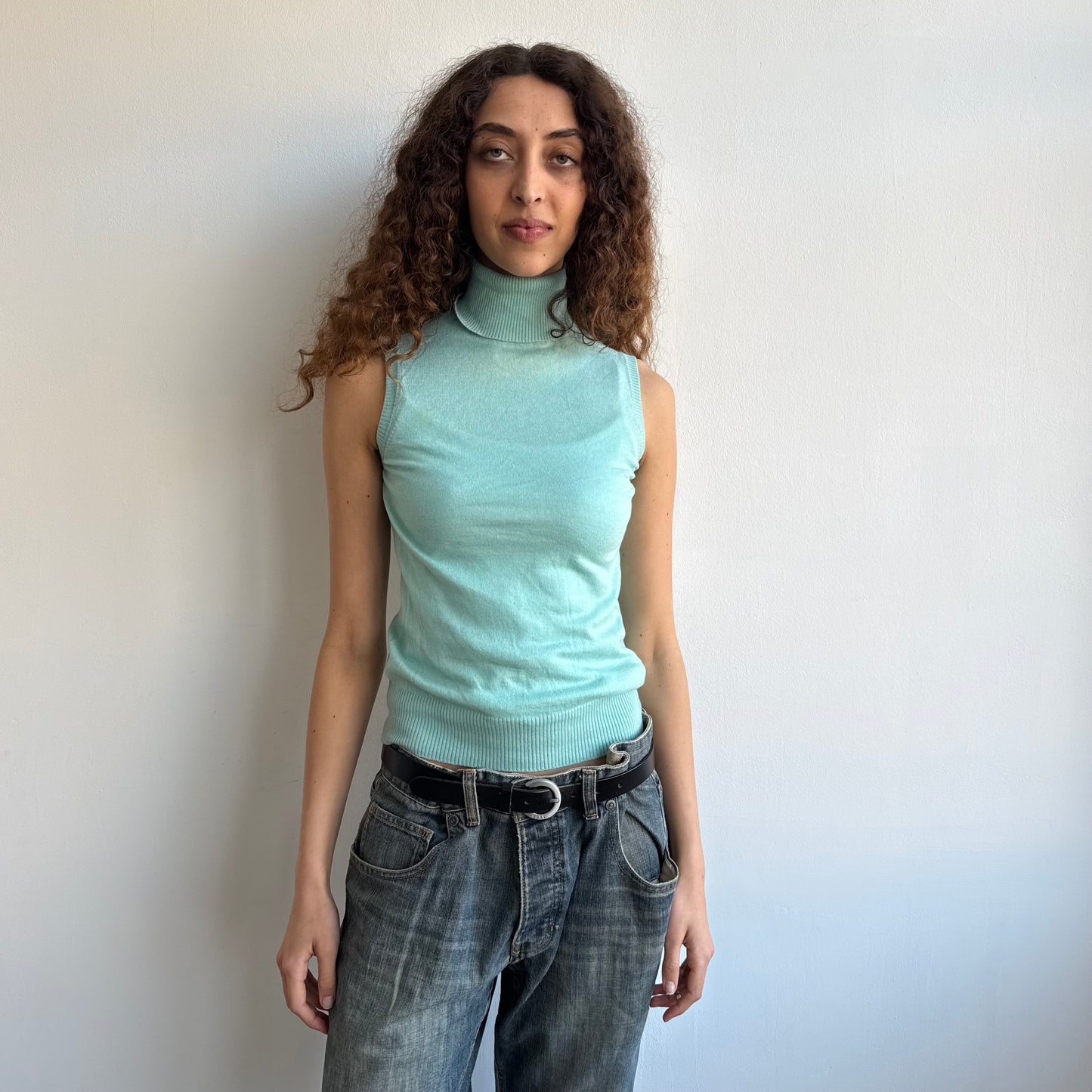 Turquoise sleeveless roll neck - Size S