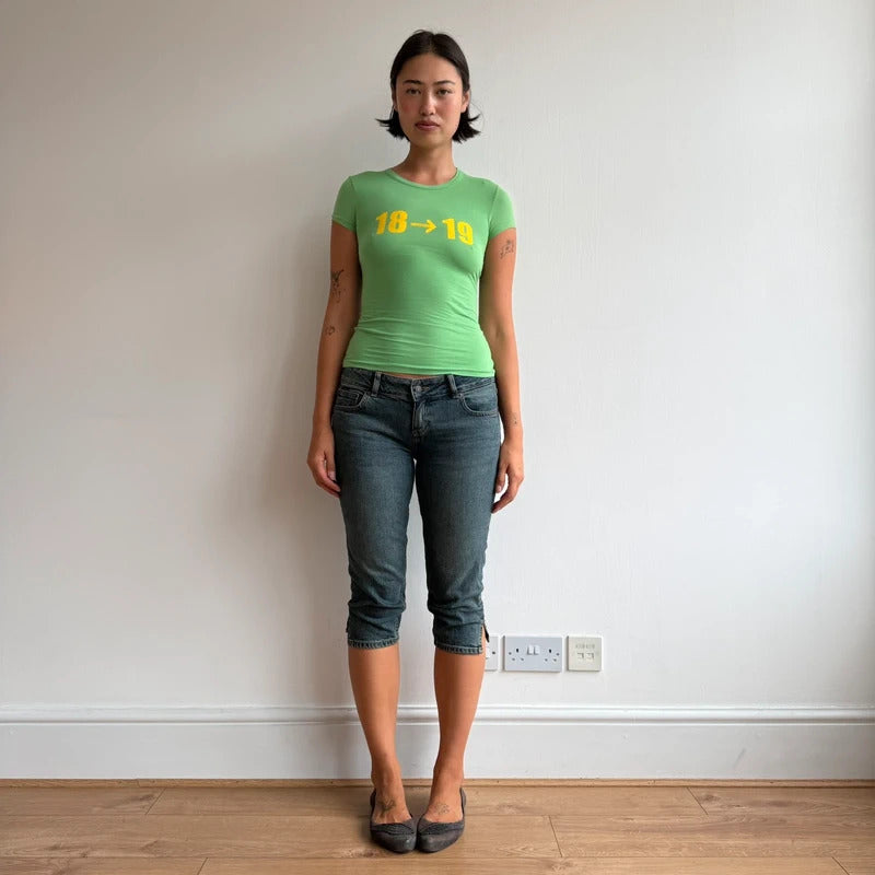 Green graphic baby tee - Size S