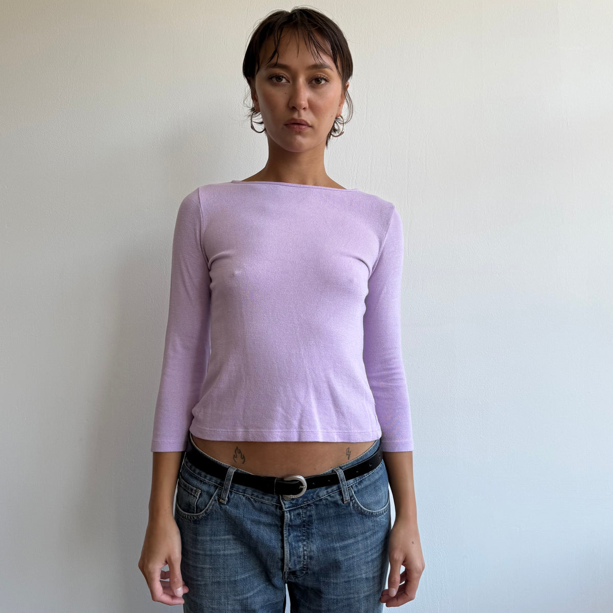 Lilac 3/4 sleeve knit top - Size S/M