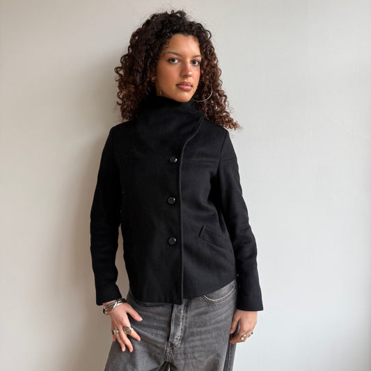 Black high neck peacoat - Size M