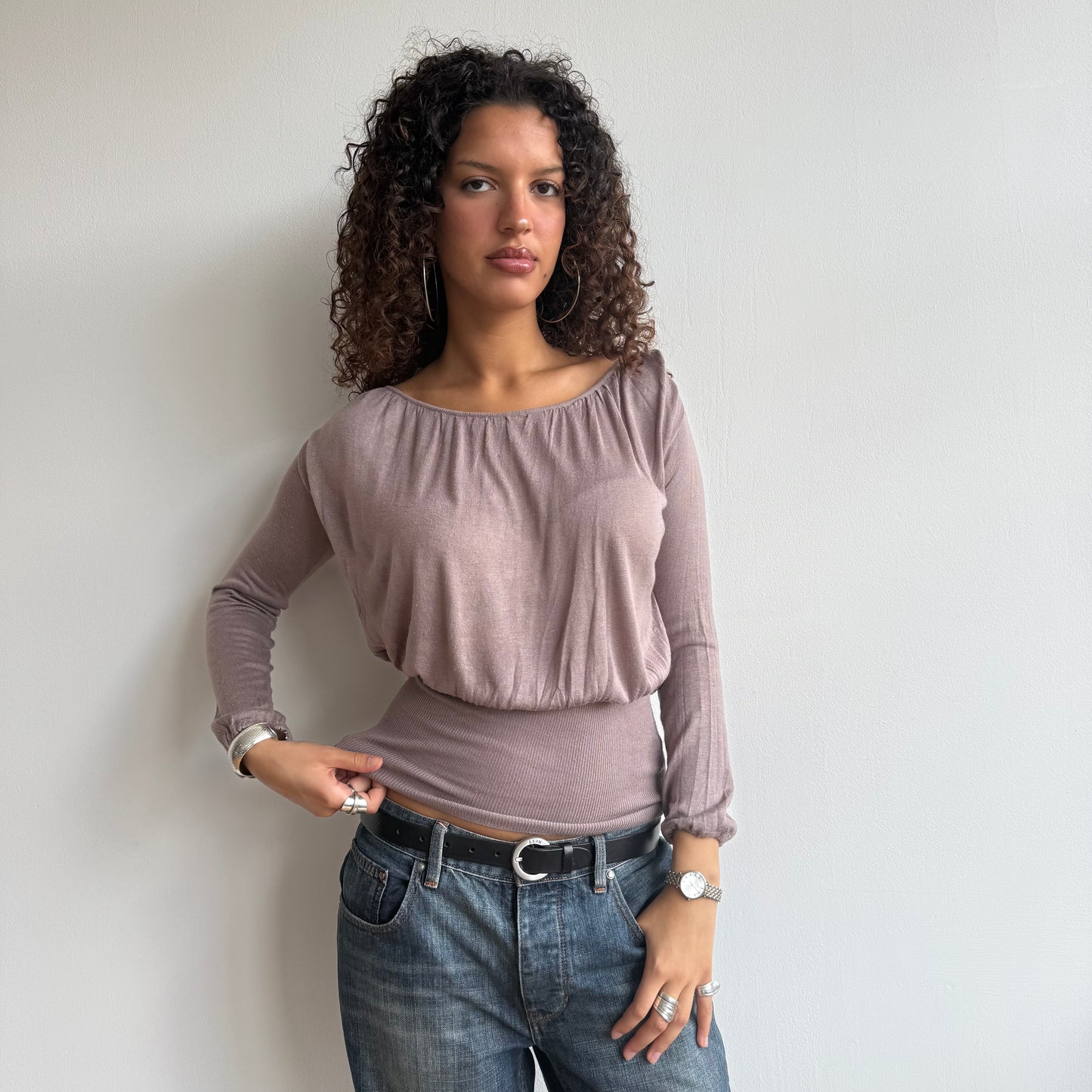 Taupe keyhole knit - Size M