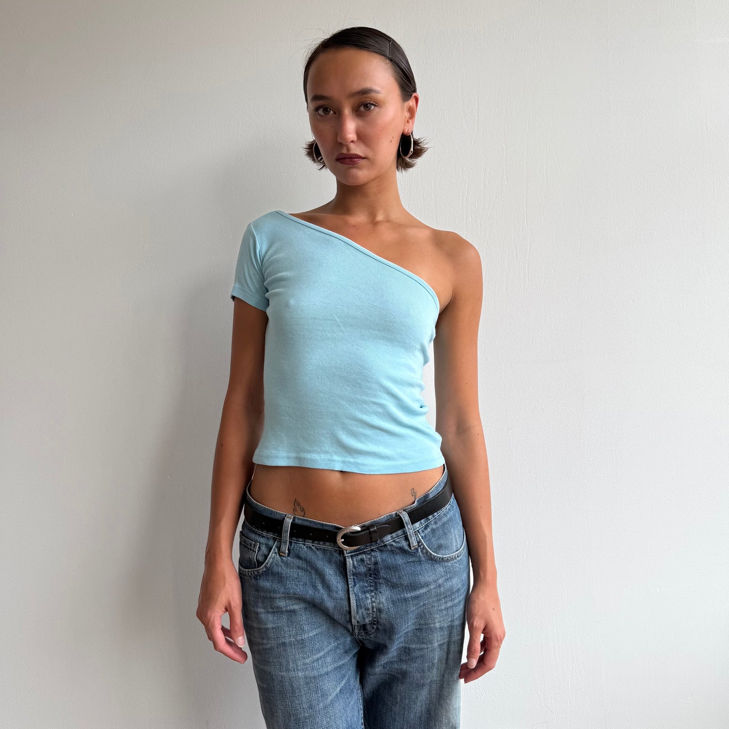 Blue one shoulder top - Size S