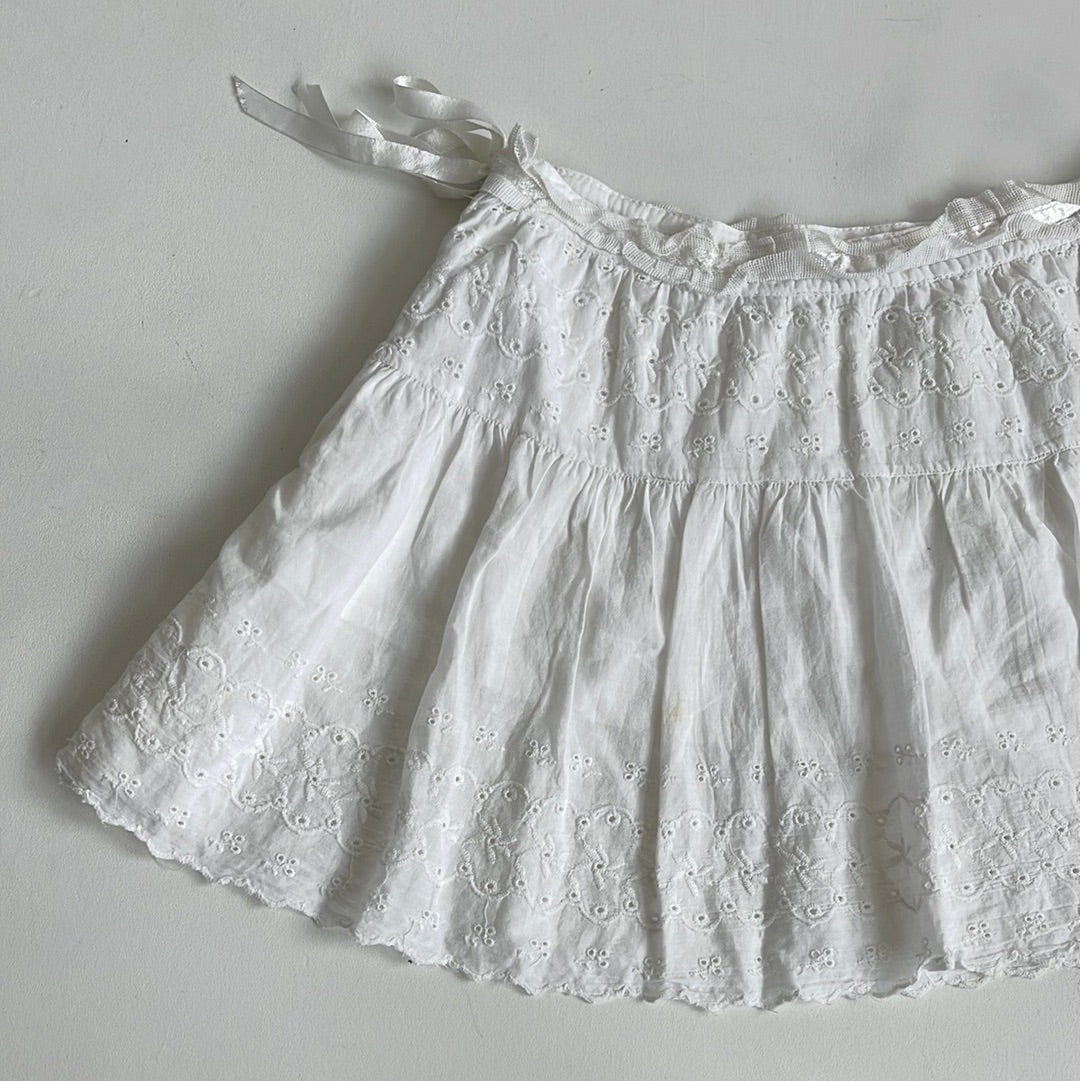White broderie tie side skirt - Size S