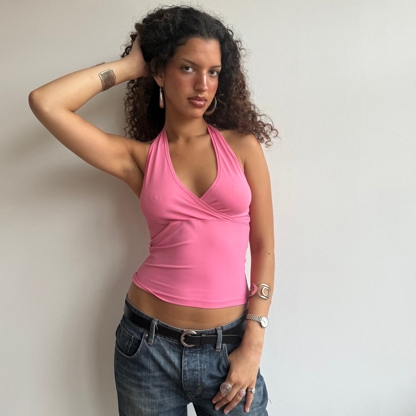 Pink wrap halter top - Size S