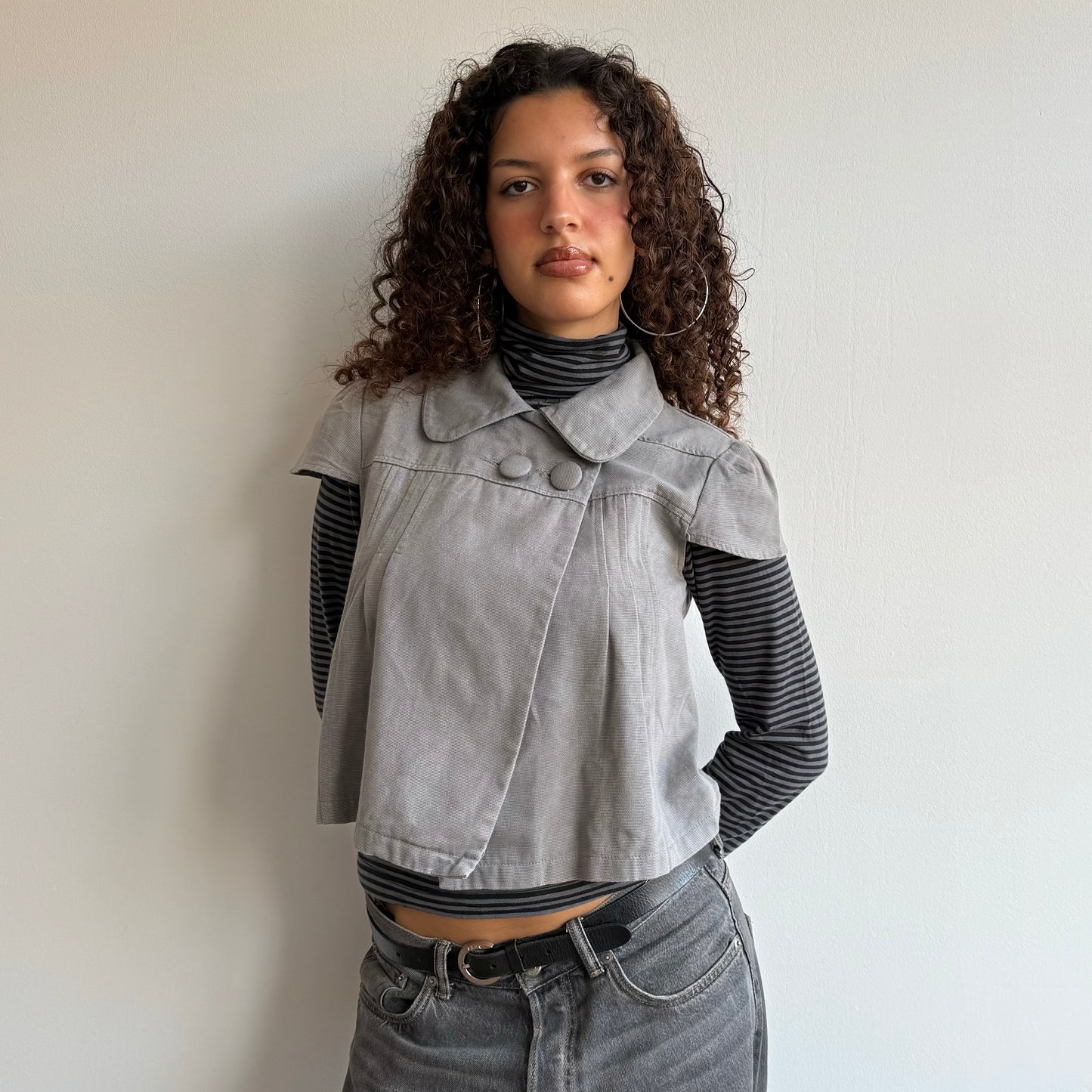 Grey short sleeve peacoat - Size S