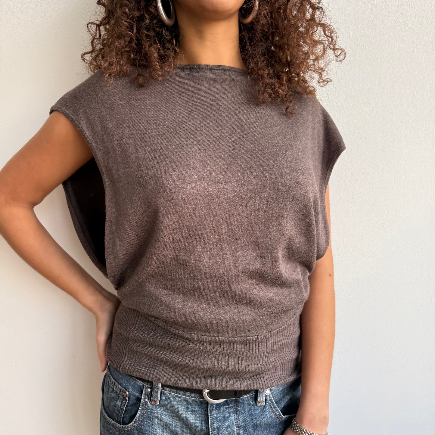 Brown open back knit - Size M