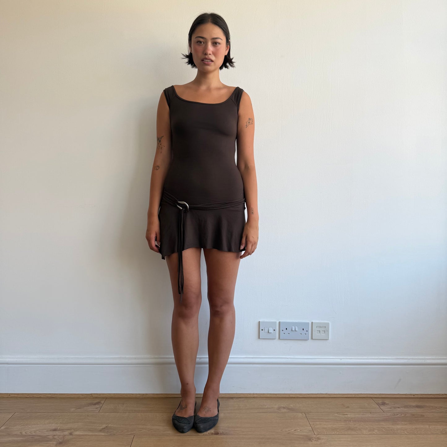 Brown belt mini dress - Size XS