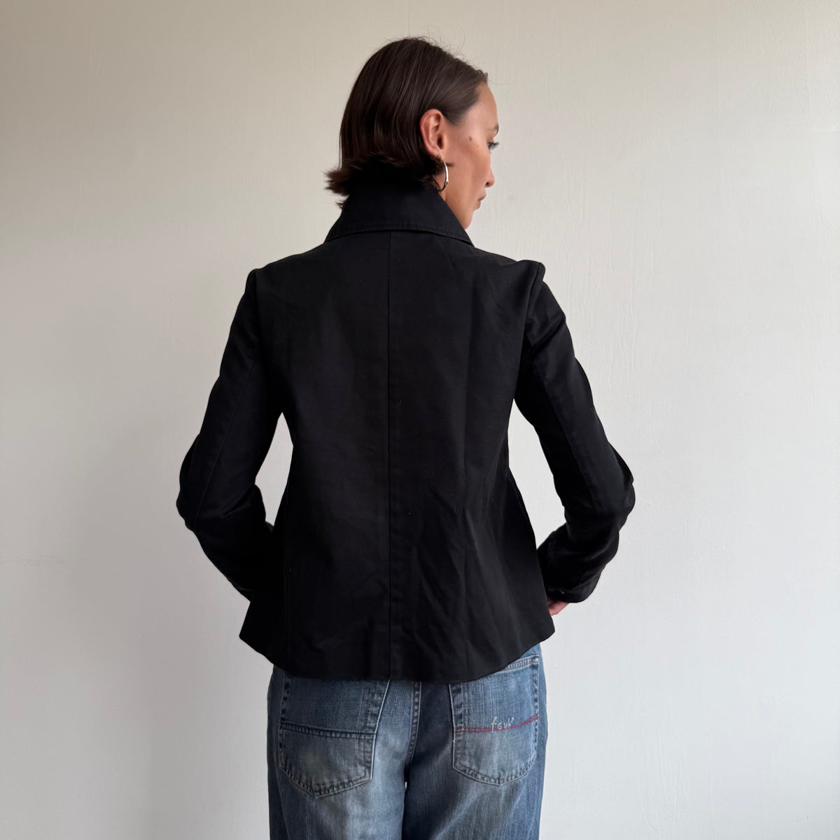 Black double breasted peacoat - Size M