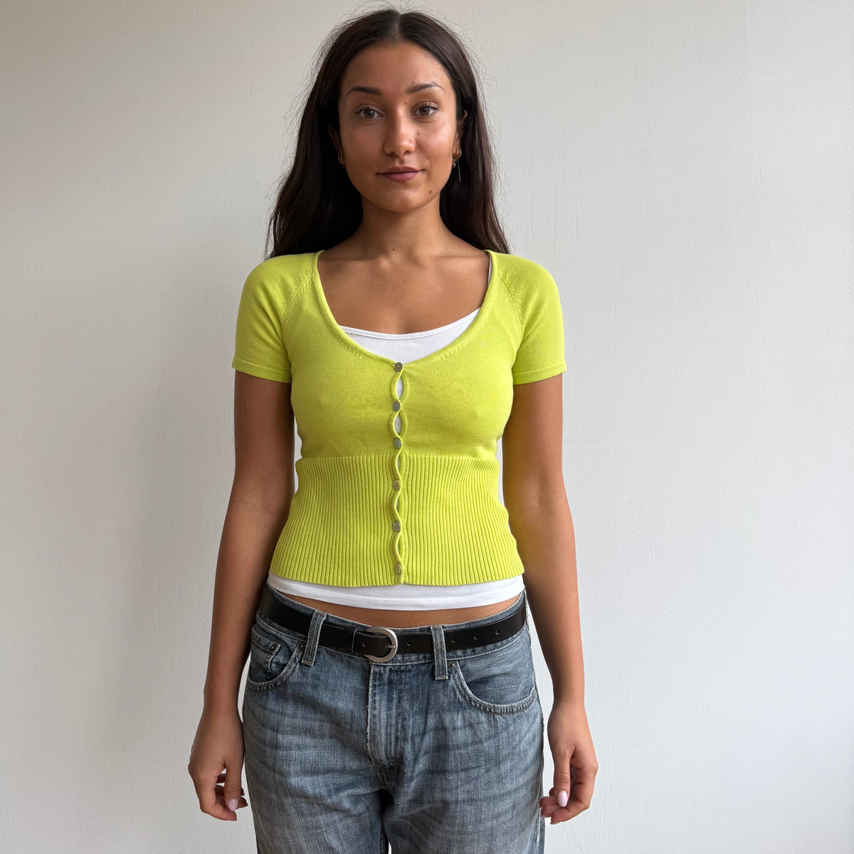 Chartreuse cropped cardigan - Size S