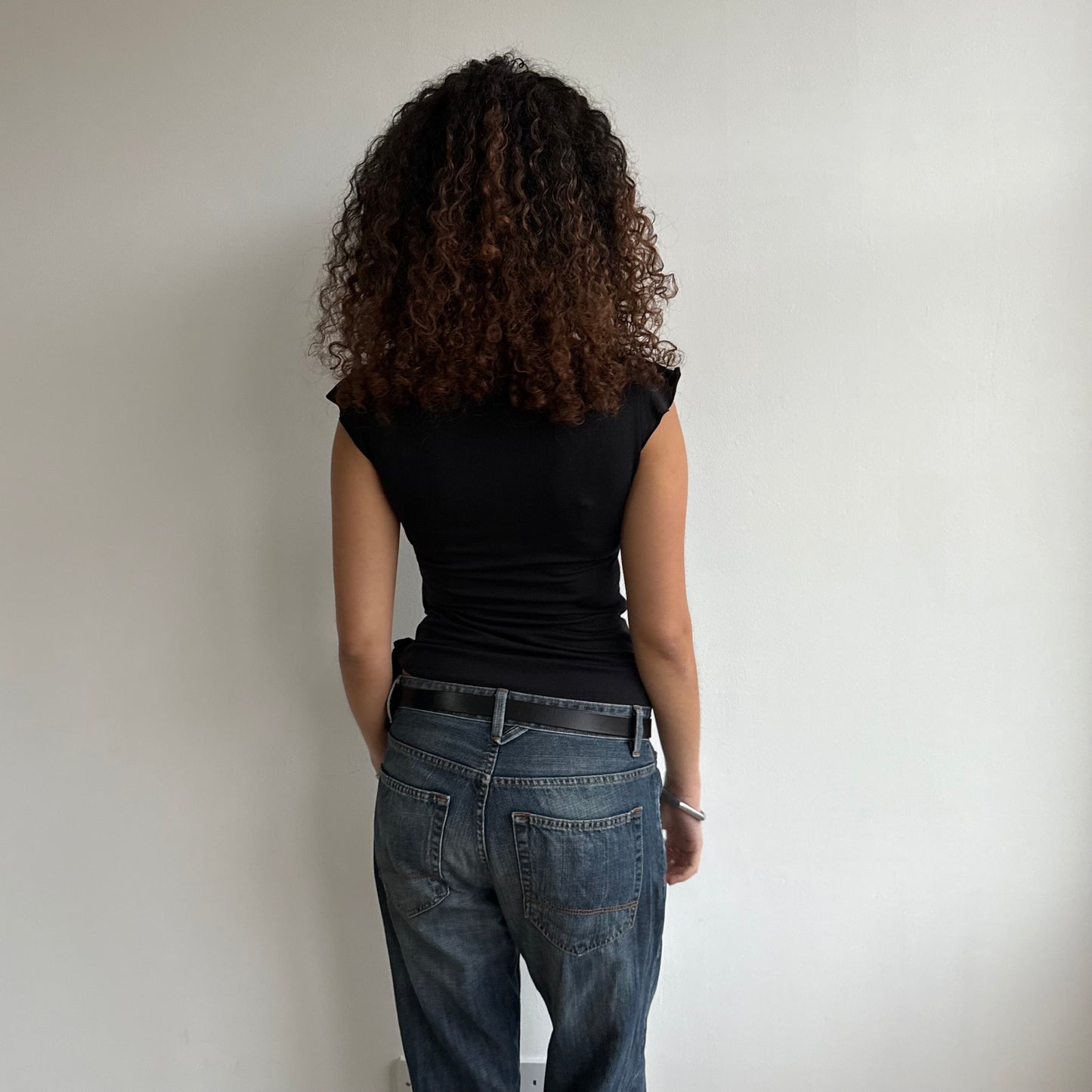 Black wrap tie side top - Size S