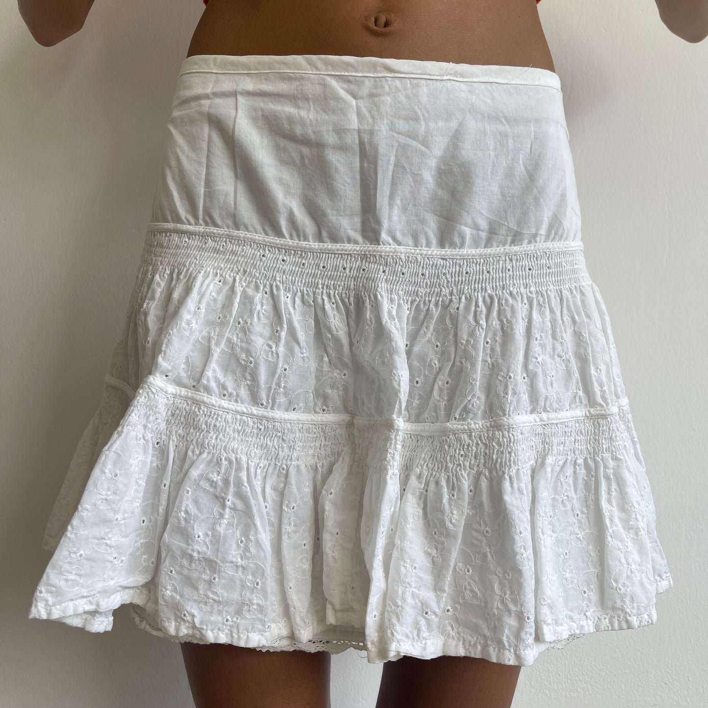 White broderie anglaise mini skirt - Size M