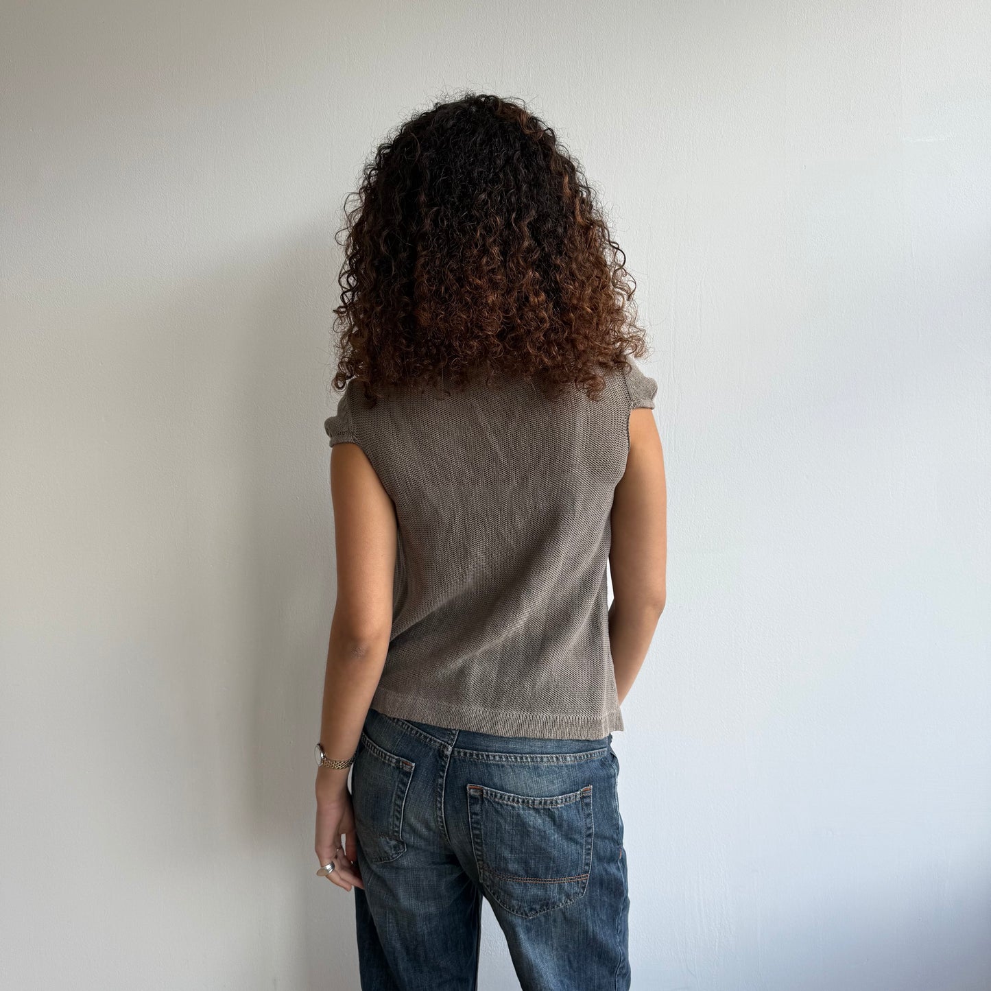 Khaki open front cardi - Size S