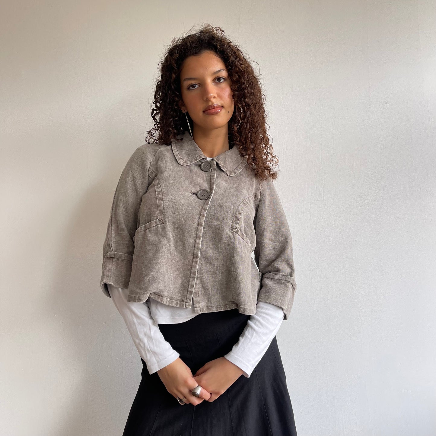 Light grey linen peacoat - Size XS