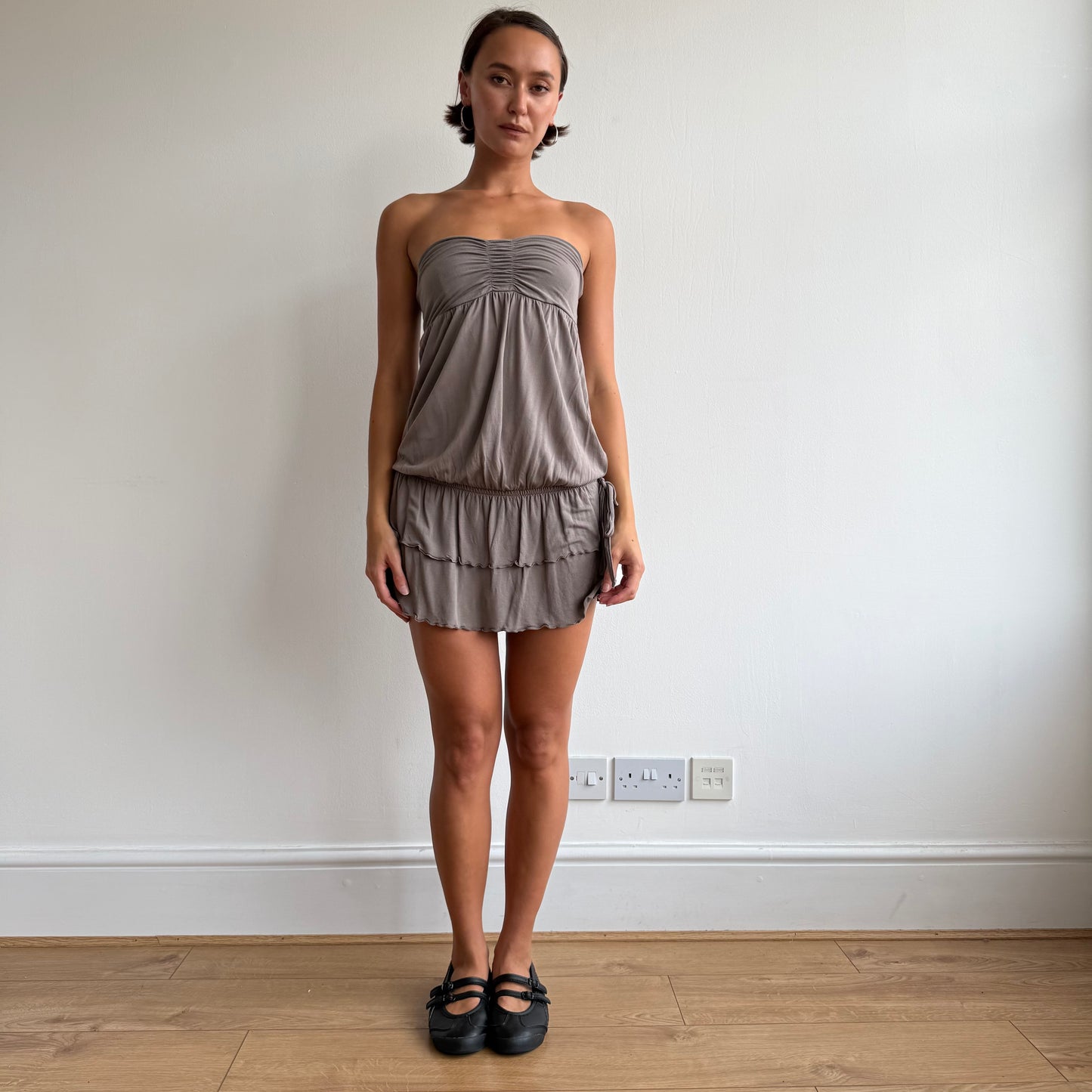 Taupe ruched mini dress - Size S