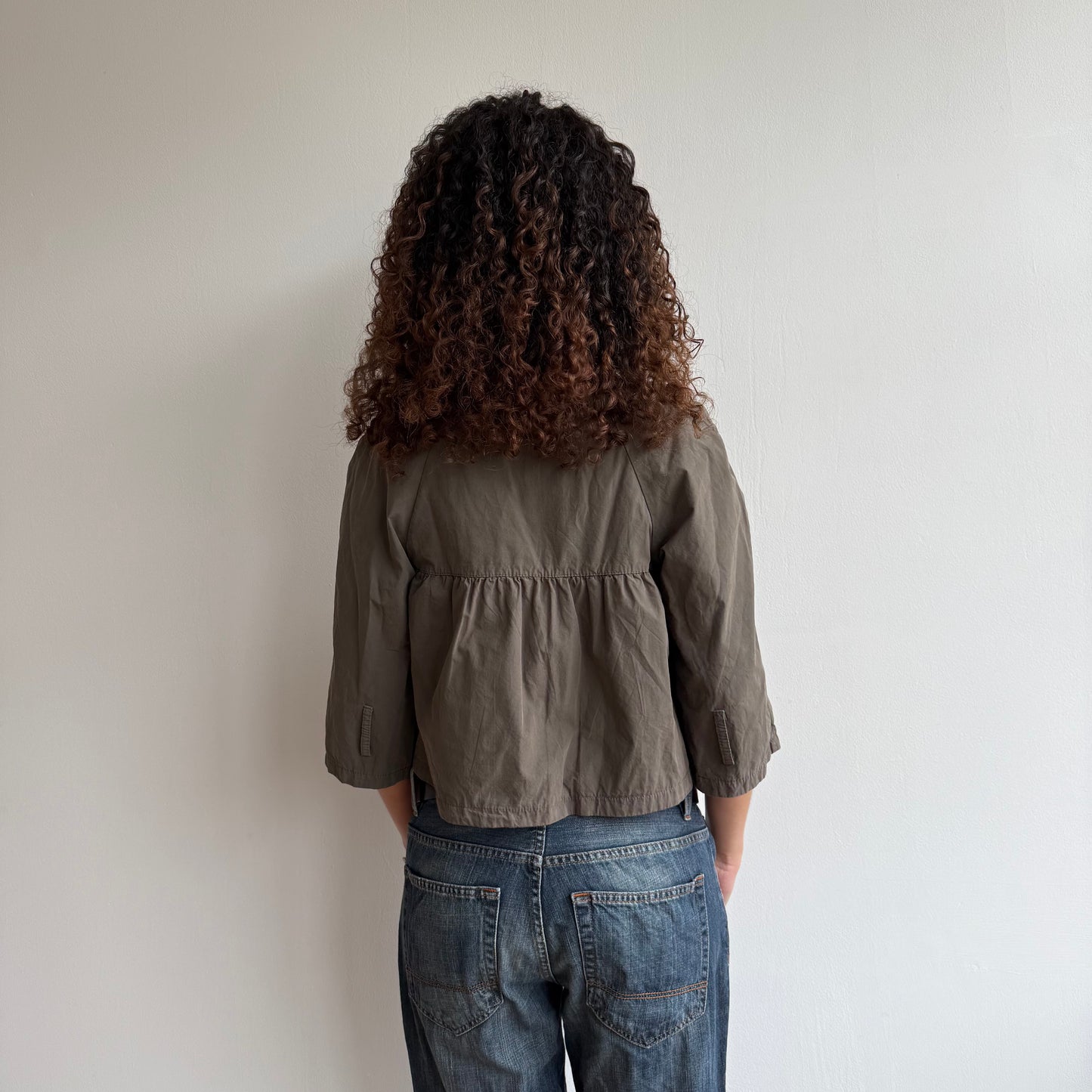 Khaki 3/4 sleeve peacoat - Size S