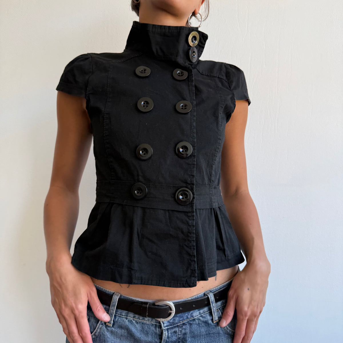 Black double breasted peacoat - Size M