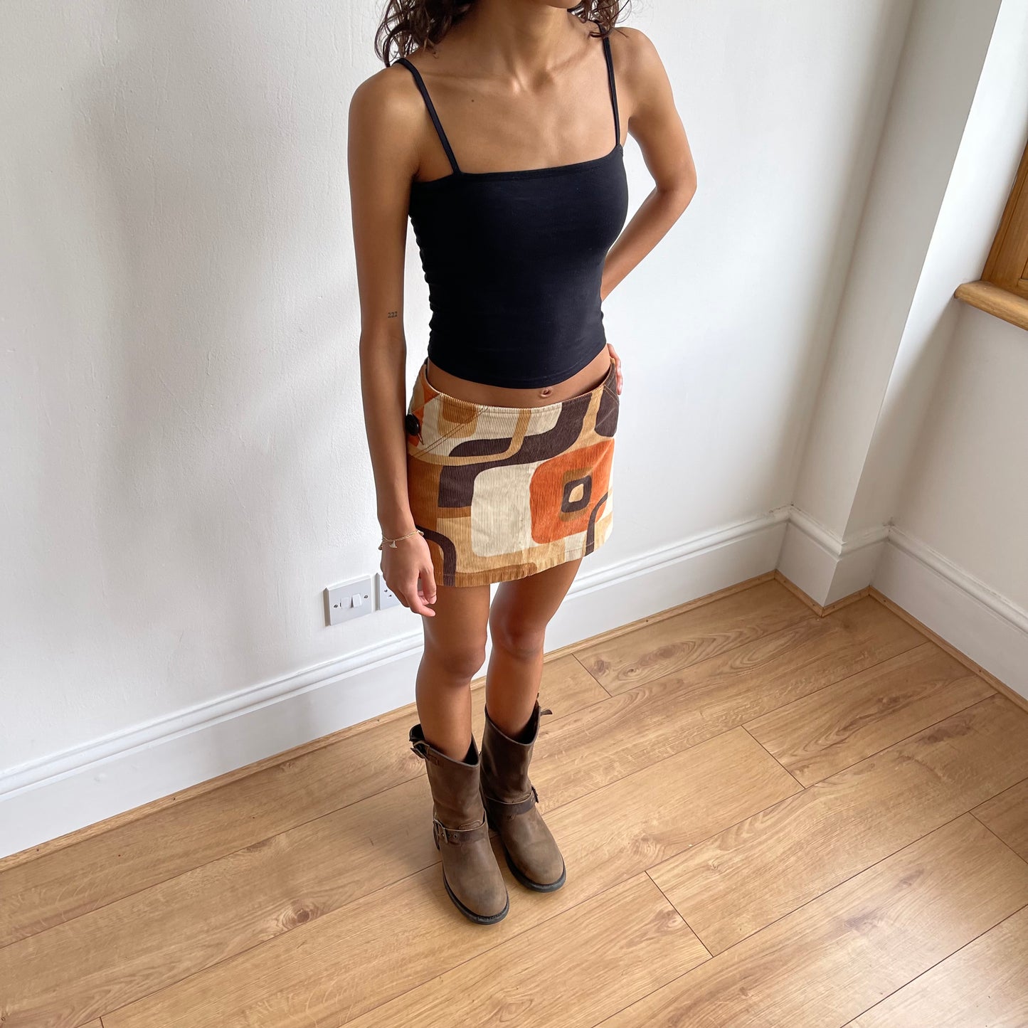 Boho cord 60’s mini skirt - Size L
