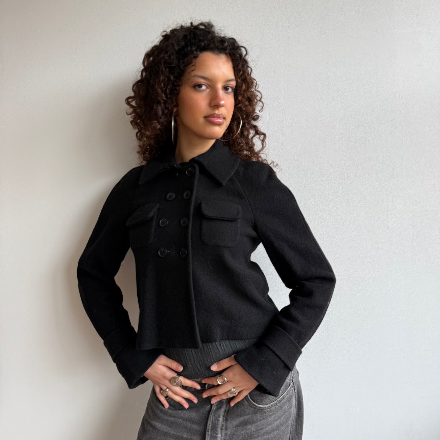 Black wool peacoat jacket - Size S