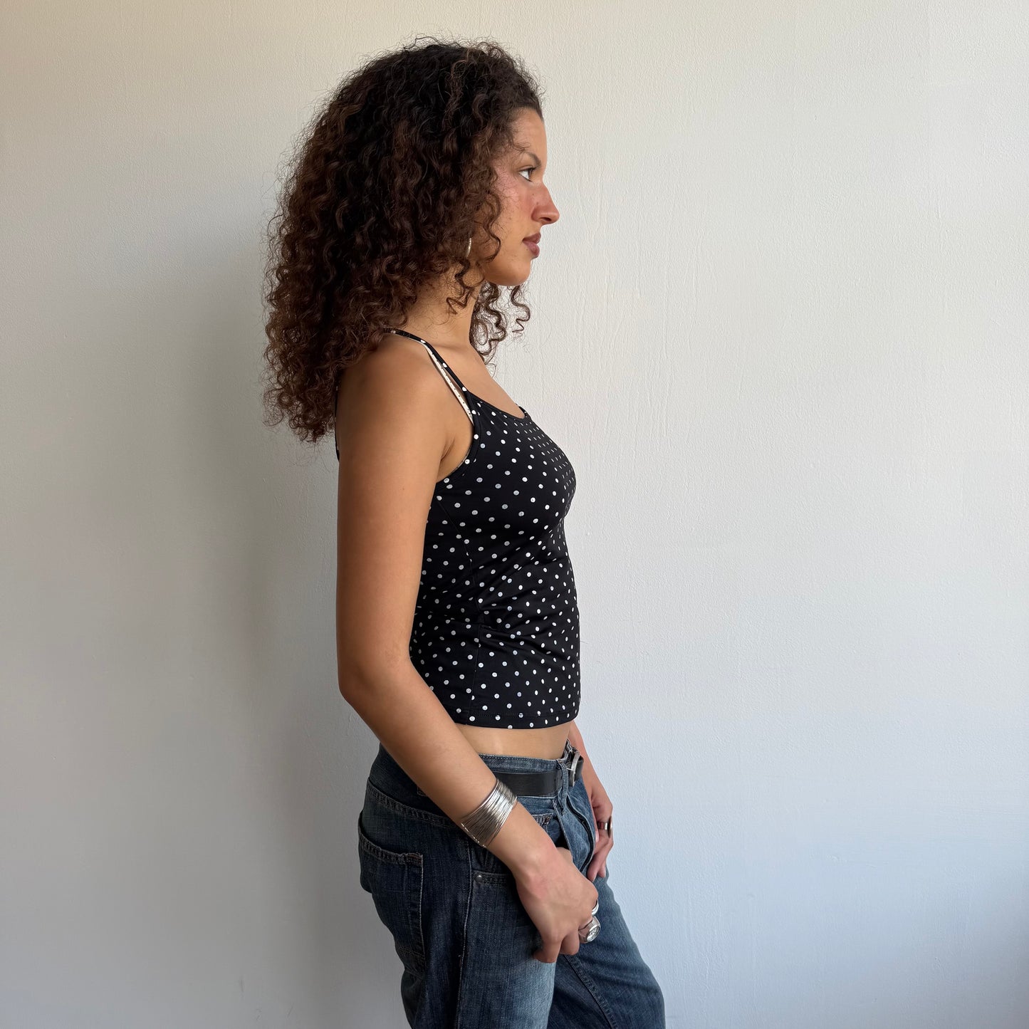 Black polka dot cami - Size S