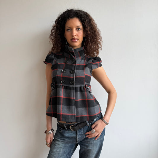 Plaid short sleeve peacoat - Size S