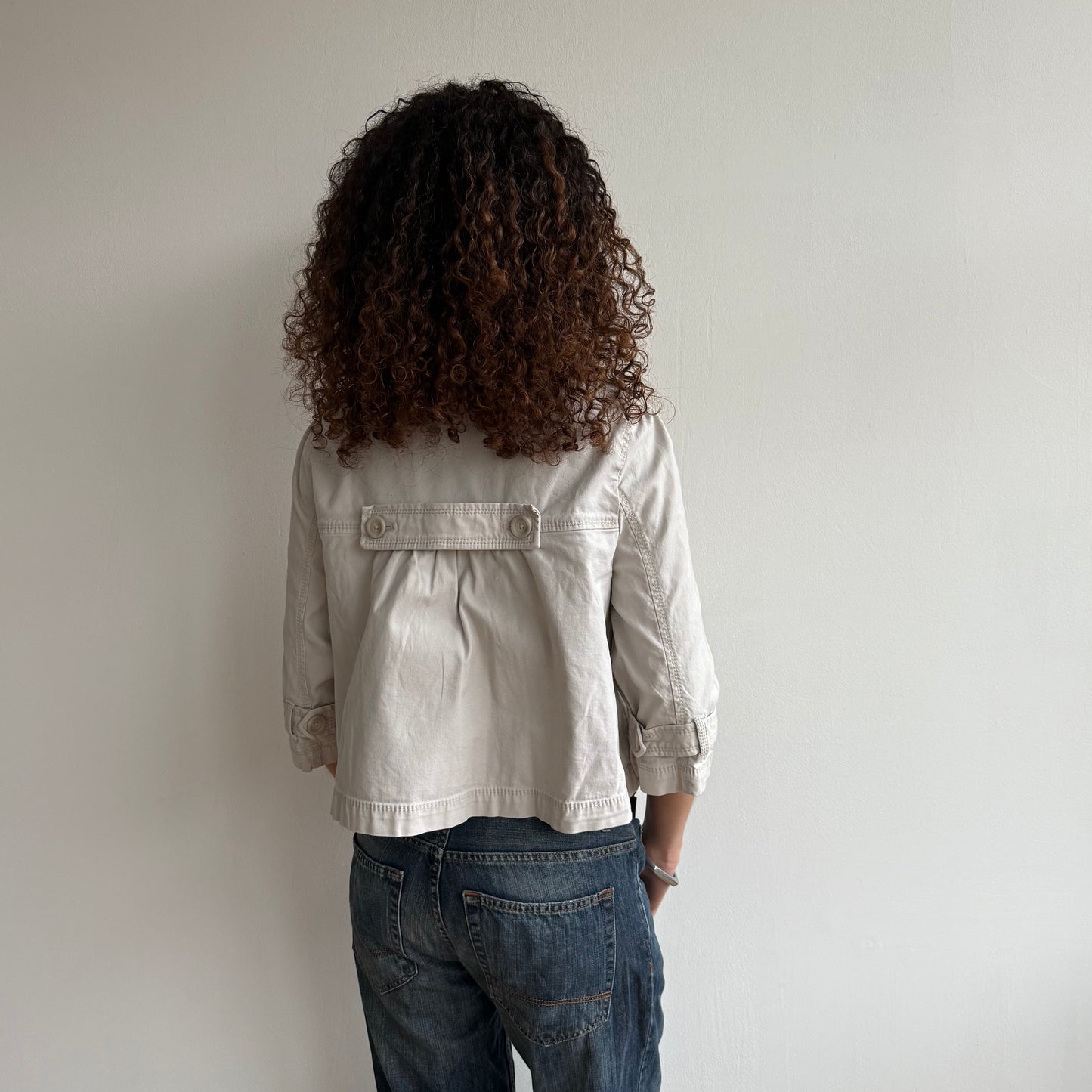 White 3/4 sleeve peacoat - Size M