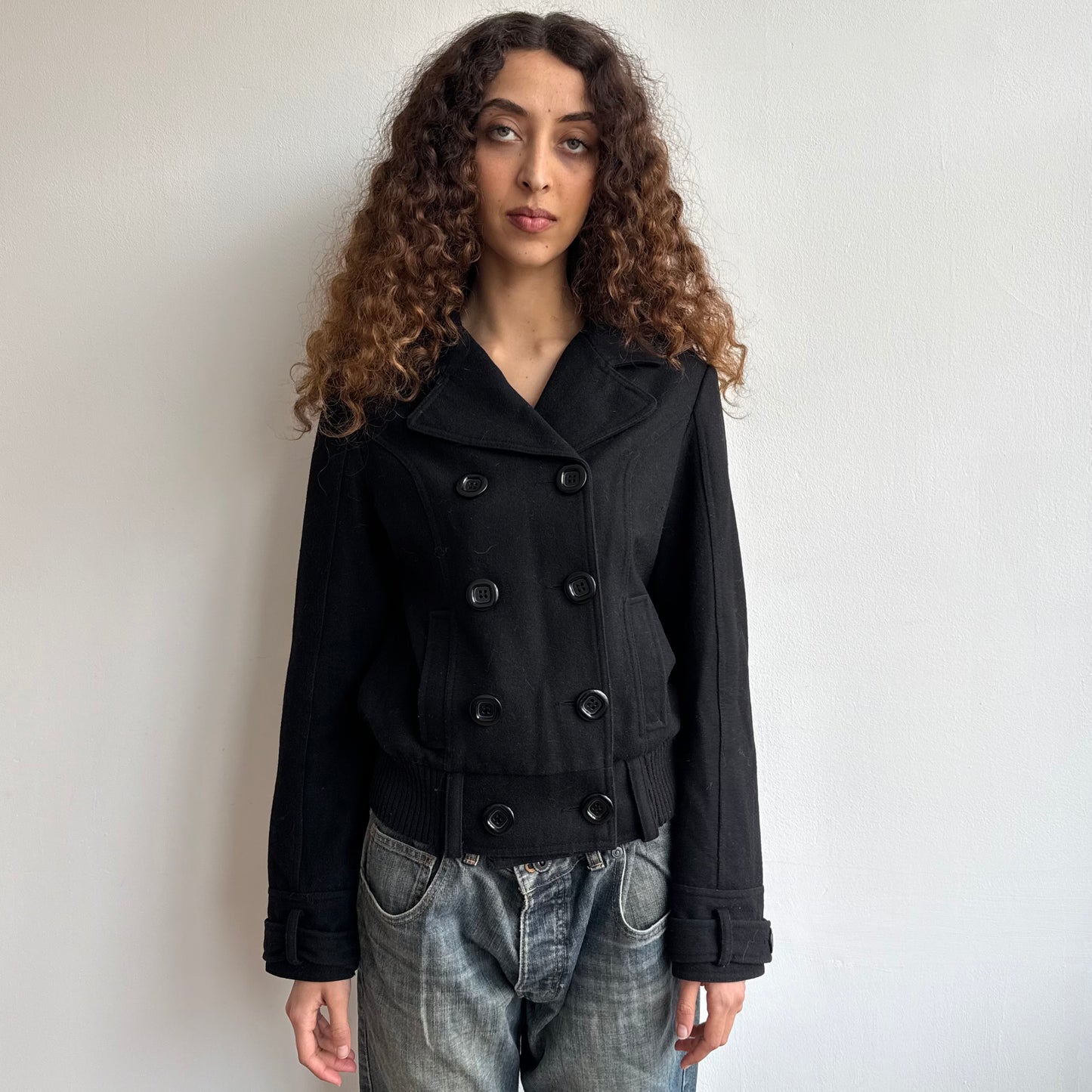 Black peacoat bomber jacket - Size S/M