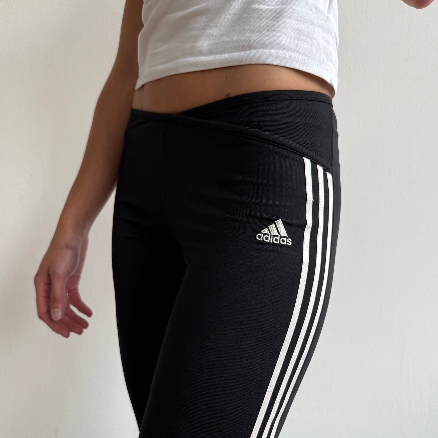 Black Adidas stripe flared yoga pants - Size XS