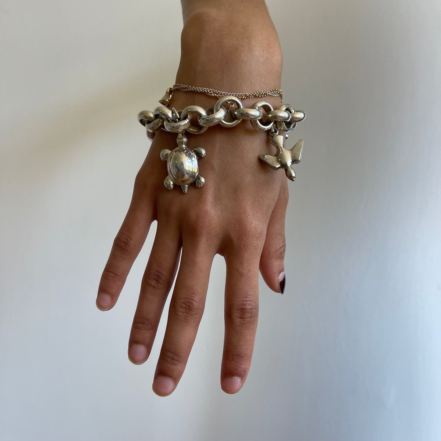 Silver charm bracelet - Size O/S
