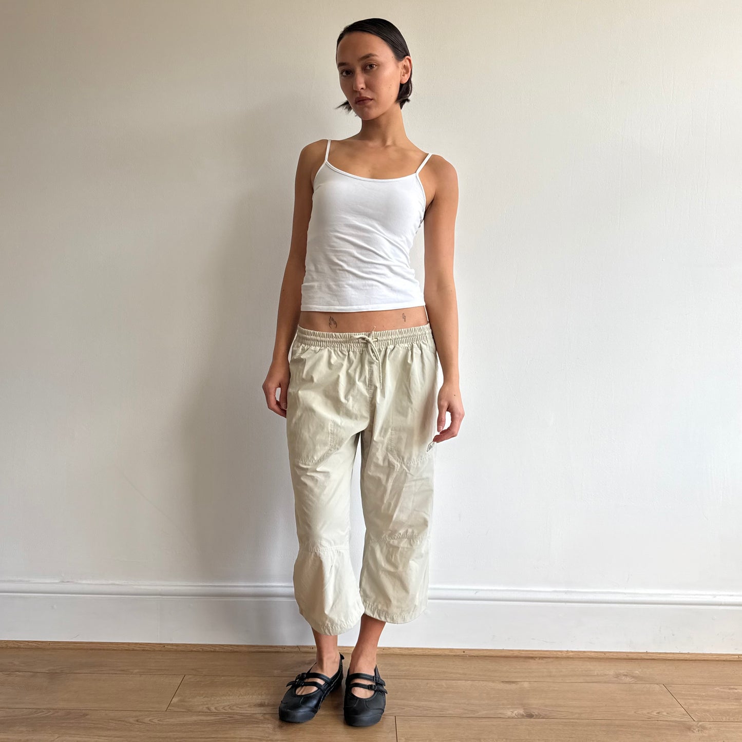 Beige Adidas cargo capris - Size S