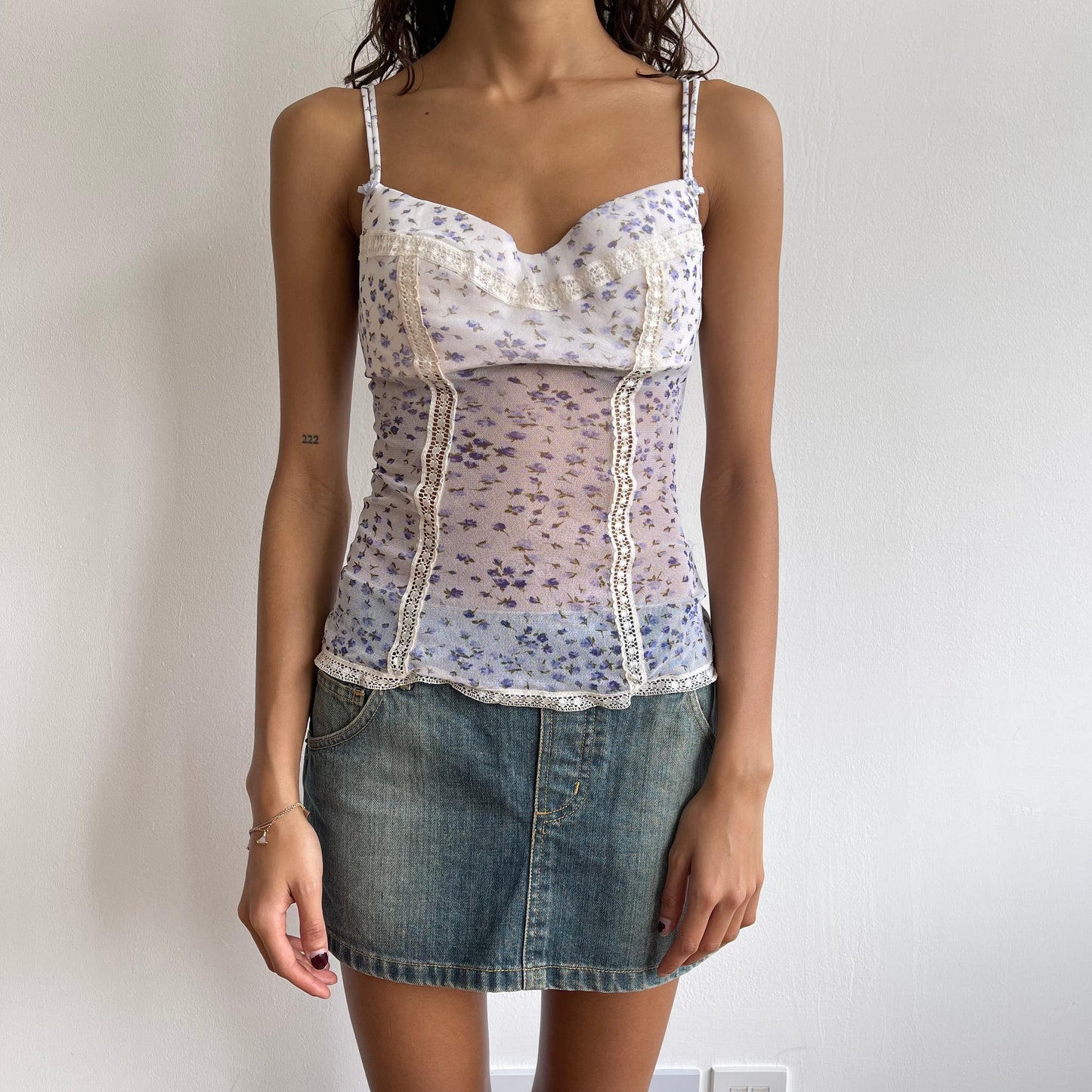 Floral mesh bustier top - Size S